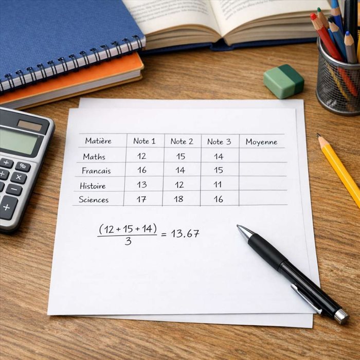 Calculer une moyenne de notes à partir d’un tableau