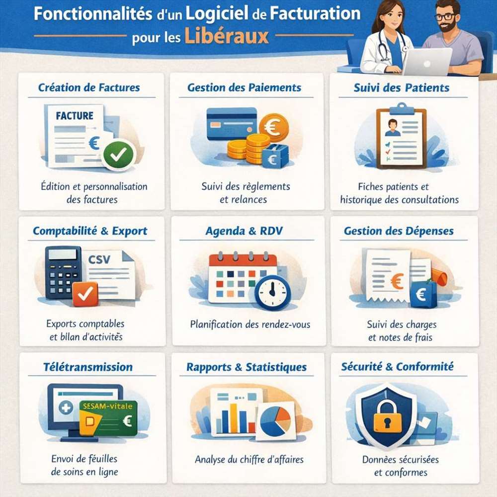 Quelles fonctionnalités doit offrir un logiciel de facturation pour les libéraux ?